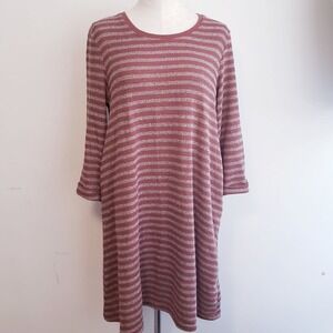 Simply Noelle Rust Striped‎ Dress With Pockets Women's L/XL
